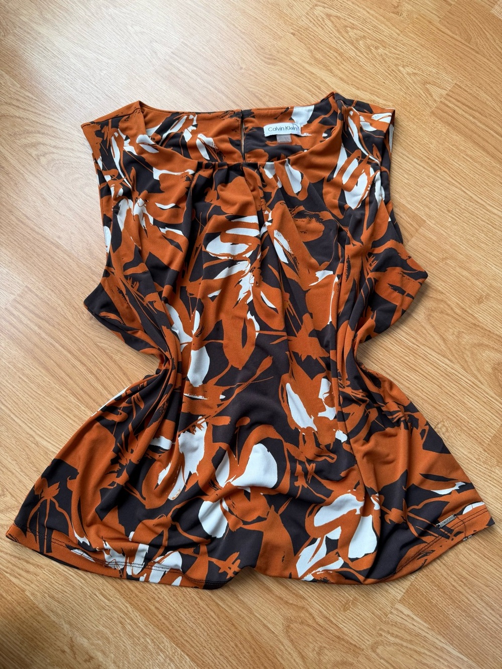 Calvin Klein Rust Black and White Abstract Sleeveless Camisole